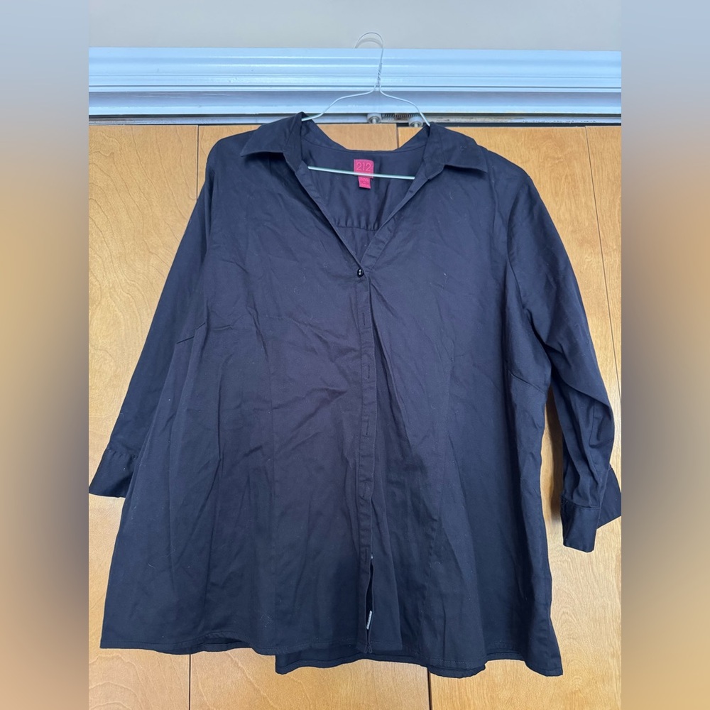 CLEARANCE 212 Collection women’s Black Casual Button Down Shirt 3X